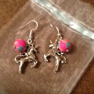 Handmade Floral Bead Unicorn Earrings